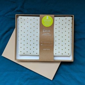 NWT West Elm Leather Zipper Case Clutch